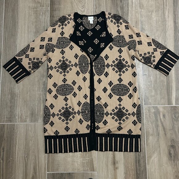 Chico's Petunia Placed-Pattern Cardigan Size 12/Large (Chico's 2) - Picture 4 of 16